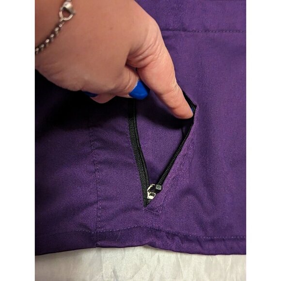 Grey's Anatomy Barco Mock Scrub Top 4 Pocket Purple Women's Large - Picture 9 of 12